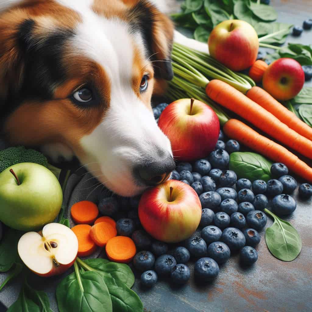 Dog Eating Mix Fruit